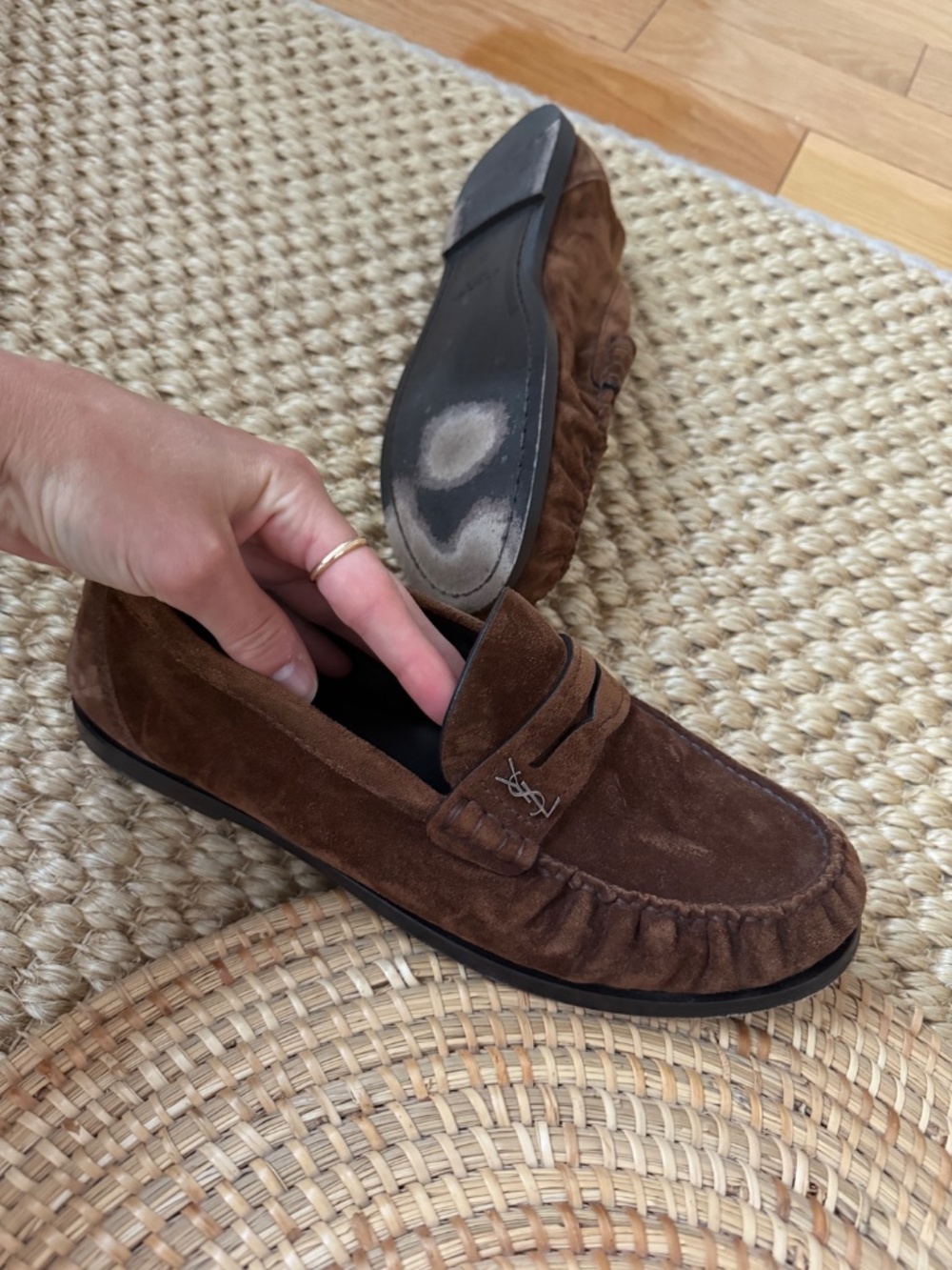 Yves Saint Laurent brown suede loafers - Picture 4 of 6